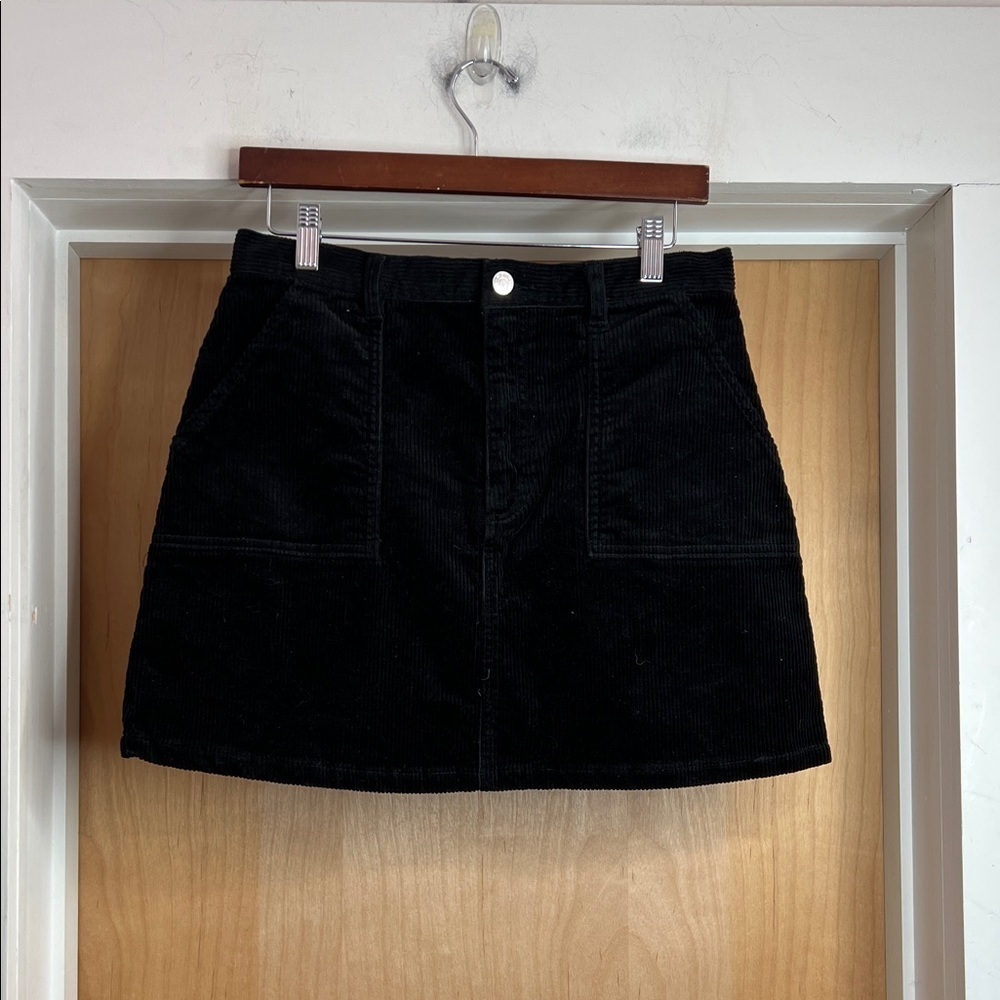Monki Black Corduroy Skirt. Size: 10 Uk 42